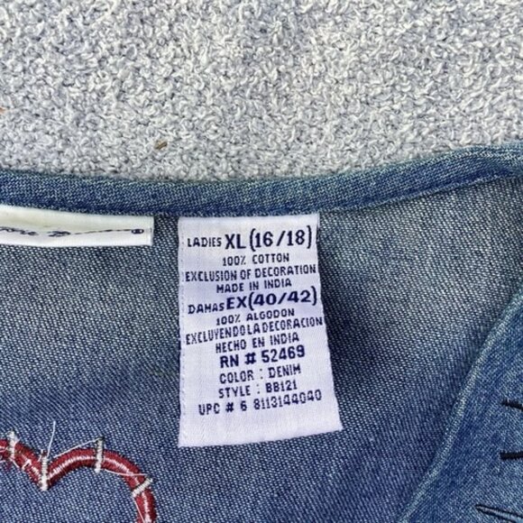 Vintage Bobbie Brooks Denim Vest size XL 16/18 School Unique Folk Art Craftcore - Picture 2 of 9